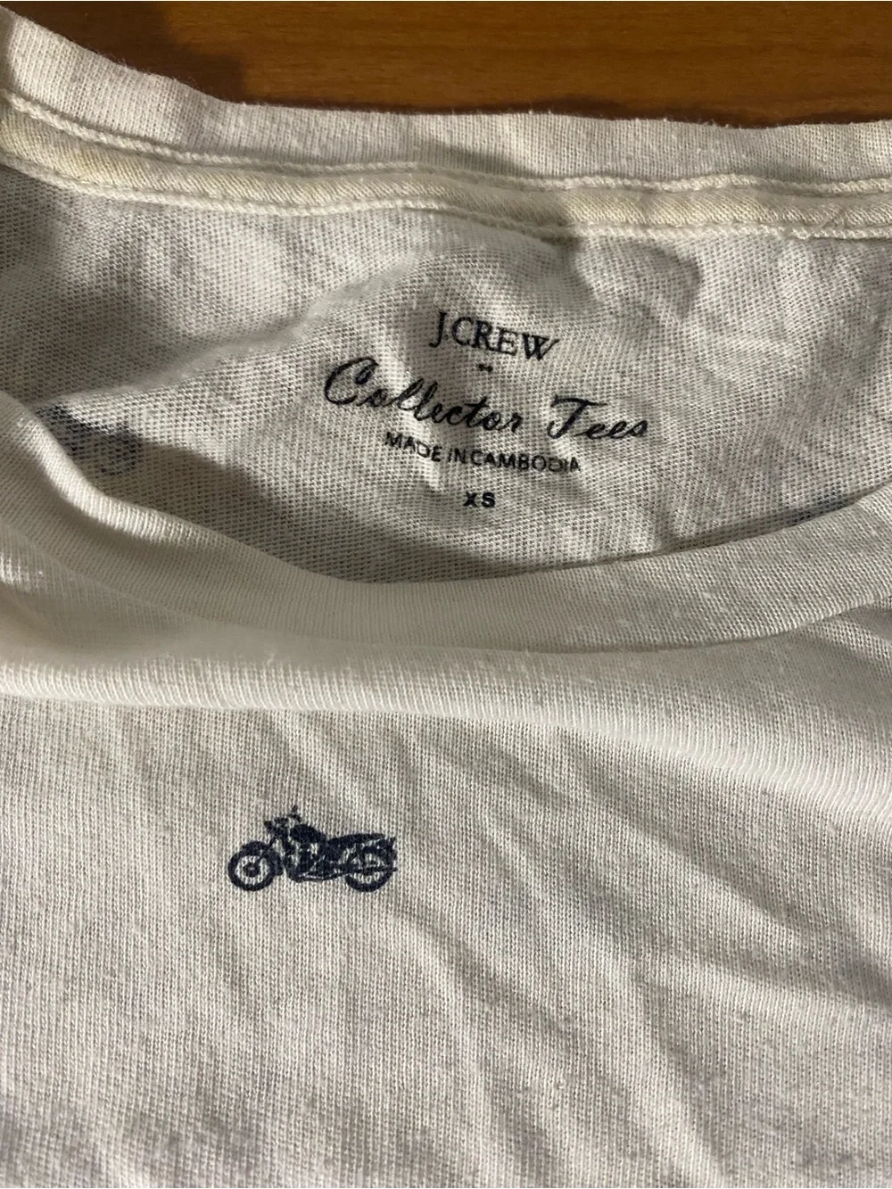 J. Crew White Short-Sleeve Tee with Navy Motorcycle Print